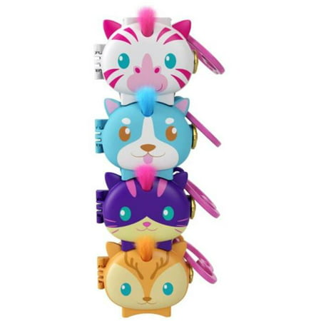 Mattel MTTGYV99 Polly Pocket Pet Connects Compact Toys, Assorted Color - Set of 4