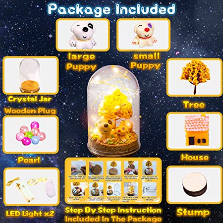 HeyKiddo Make Your Own Magic Night Light - Fairy Lantern Craft Kit for Kids, Arts and Crafts Nightlight Project Novelty for Girl Age 4 5 6 7 8 9 Year Old, DIY Decorative lamp Set for Room Decor