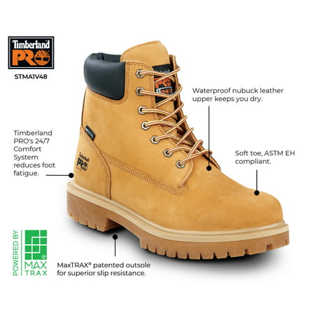 Timberland PRO 6IN Direct Attach Men's, Wheat, Soft Toe, MaxTRAX Slip Resistant, WP Boot (10.0 M)Wheat,