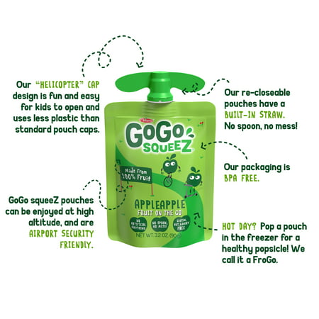 (12 Pack) GoGo Squeez Apple, Banana, and Strawberry Pouch, 3.2 oz, 12 Pack