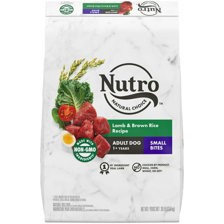 NUTRO NATURAL CHOICE Small Bites Lamb & Brown Rice Flavor Dry Dog Food for Adult Dogs, 30 lb. Bag, 30 lbs