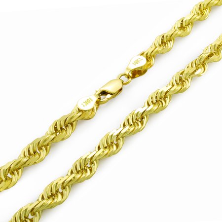 Nuragold 10k Yellow Gold 5mm Rope Chain Diamond Cut Bracelet, Mens Jewelry Lobster Clasp 8" 8.5" 9"