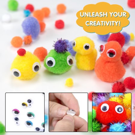 EpiqueOne750 Piece Kids Art & Craft Supplies Assortment Set for School Projects, DIY Activities & Parties, Includes Pipe Cleaners/Chenile, Pom Poms, Googly Eyes, Wiggly Eyes with Lashes (Pack of 750)
