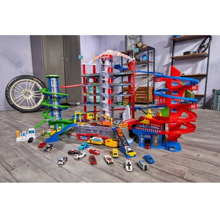 Dickie Toys - Majorette Super City Garage Playset With 6 Die-Cast Cars