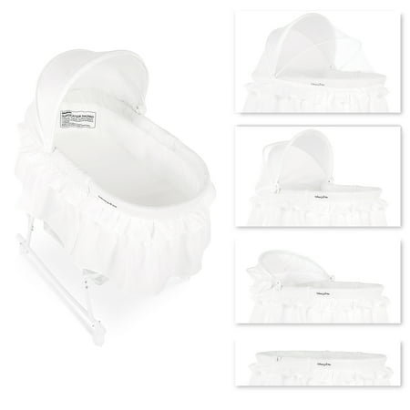 Dream On Me Lacy Portable 2-in-1 Bassinet And Cradle, WhiteWhite,