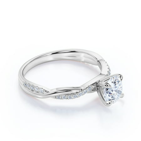 1 Carat Round cut Moissanite and Diamond infinity multi-stone Engagement Ring in 10k White Gold