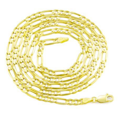 Nuragold 14k Yellow Gold 4.5mm Solid Figaro Chain Link Pendant Necklace, Mens Jewelry with Lobster Clasp 20" - 30"
