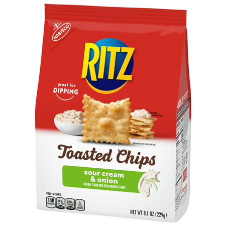 RITZ Toasted Chips Sour Cream and Onion Crackers, 8.1 oz