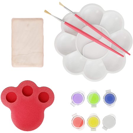 Pottery Studio Refill Kit - KIds Pottery Clay Set - Includes: 1 Lb. Air-dry clay, Sponge, 6 Color Vials, 2 Paintbrushes, Paint Palette Instruction Guide - Works with All Brands Pottery Wheels