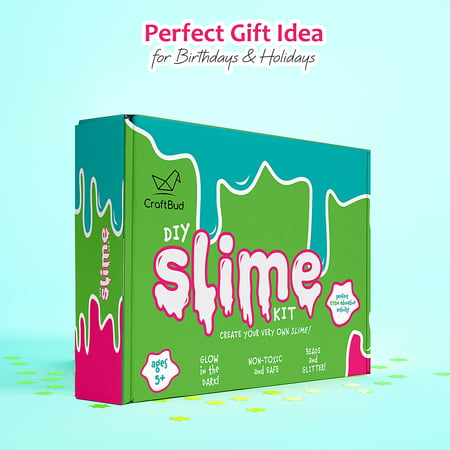 CraftBud Slime Kit DIY for Girls Boys , Kids Arts & Crafts Toys, Slime Making Kit Glows in The Dark with 18 Colors Slime
