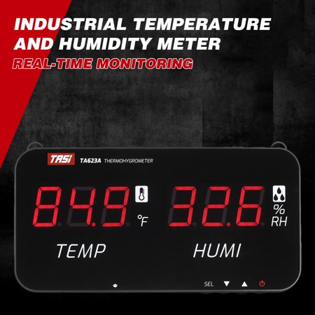 TASI Intelligent Temperature Humidity Meter with LED Digital Display Screen Wall-mounted Digital Thermometer Hygrometer Industrial Agricultural Household Thermo-hygrometer Indoor Outdoor Tem