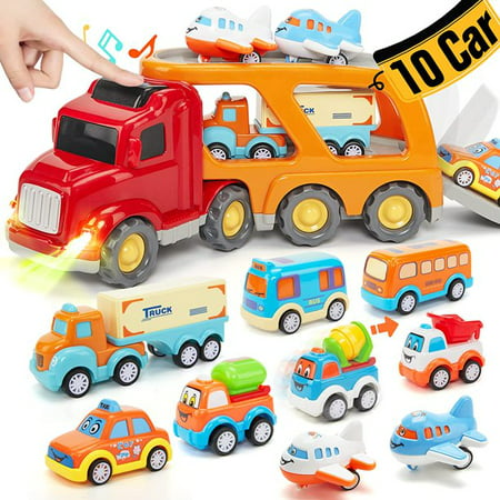 Car Toys for 2 Year Old Boy Toys for Boys, 10 Pack Pull Back Sound Toy Cars Trucks Toddler Toys for 3 Year Old Boys Gifts, Toddler Boy Toys Age 2-4 1-2 Toys for 2 3 4 5 Year Old Boys Girls