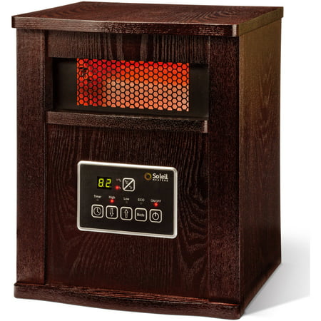 Soleil Electric Infrared Quartz Cabinet Heater with Remote 1500W Indoor Walnut