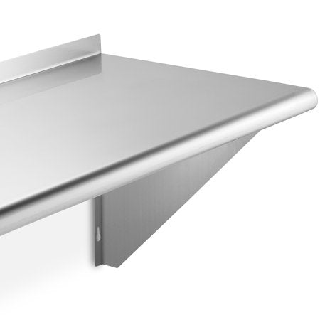 GRIDMANN 18" x 60" NSF Stainless Steel Kitchen Wall Mount Shelf w/ Backsplash, 18" x 60"