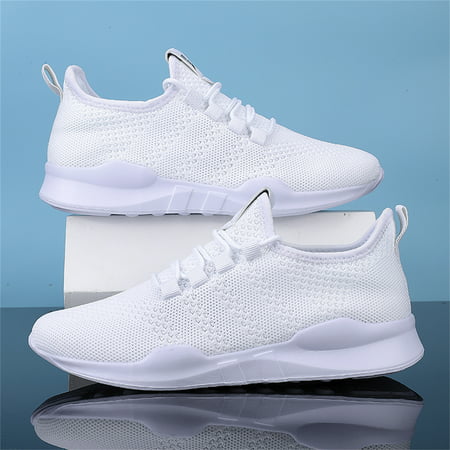 BUBUDENG Athletic Shoes for Men Lightweight Mesh Running Shoes Comfy Walking Workout Sneakers for Men Cross Trainers, White, 10