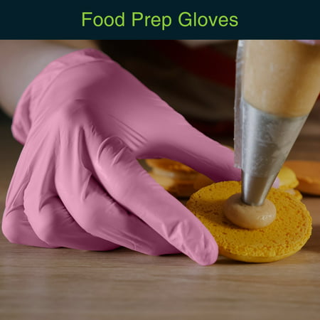 Fifth Pulse Vinyl Gloves, Multifunction Medical Grade Exam, Kitchen Gloves, All-Purpose Industrial Disposable Gloves Latex Free, Powder Free - Pink - Box of 100 Gloves (Medium), Pink, M