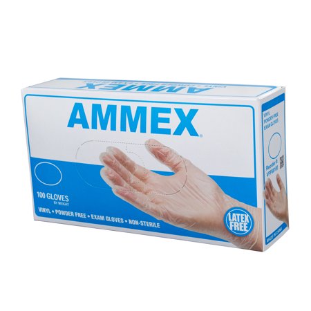 AMMEX Vinyl Latex Free Medical Disposable Gloves, X-Large, Clear, 1000/Case, XL