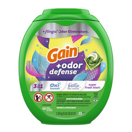 Gain Flings Laundry Detergent Pacs with Odor Defense, 112 Ct, Super Fresh