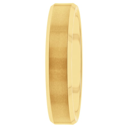 Men's Gold-Tone Tungsten Plain Beveled 5MM Wedding Band - Men's Ring