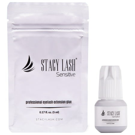 Stacy Lash Sensitive Eyelash Extension Glue (0.17fl.oz/5ml) / Black Cyanoacrylate Adhesive for Individual Eyelash Extensions/ Low Fumes / Professional Use Only, 5 ml / 0.17 fl. oz.