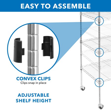 Mount-It! 5 Tier Wire Shelving with Wheels