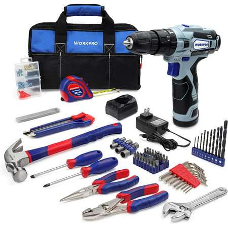 WORKPRO 12V Cordless Drill, Power Tool Set for Home, 177 Pieces Combo Kit with 14-inch Storage Bag and 2000mAh Lithium-ion battery & Charger