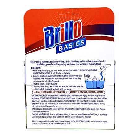 Brillo Basics Automatic Toilet Cleaner Bleach Tablets (6 Pack of 2, 12 Tablets Total)