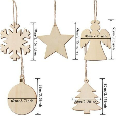SHELLTON 50 Pcs 5 Styles Crafts Kids DIY Christmas Kit for Hanging Holiday Decoration