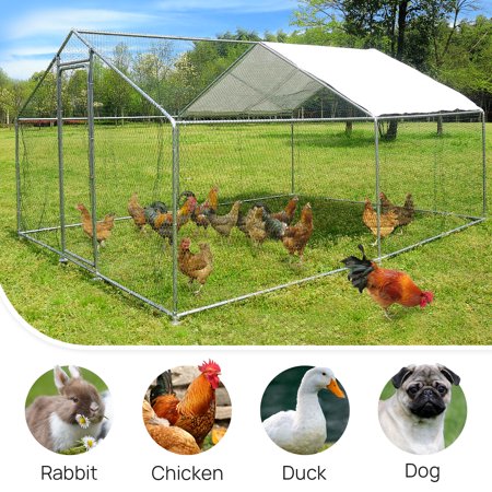 10x10ft Walk in Large Metal Chicken Coop Run Backyard Hen House Poultry Rabbit Cage, 10" x 10" Sharpe