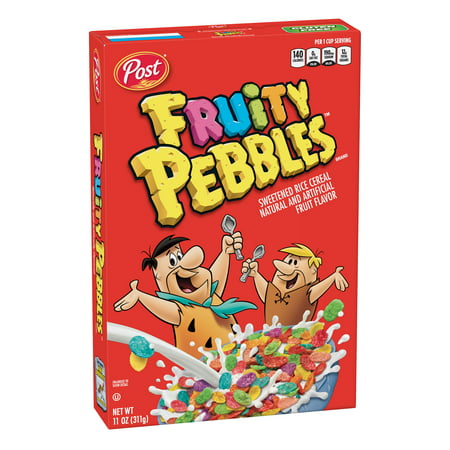Post Fruity PEBBLES Breakfast Cereal, Gluten Free, 10 Vitamins and Minerals, Breakfast Snacks, Sweetened Rice Cereal, 11 Oz