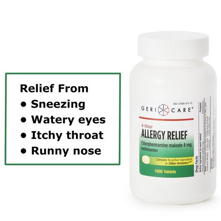 Health*Star Allergy Relief 4 mg Chlorpheniramine Maleate Tablet, 1,000 per Bottle