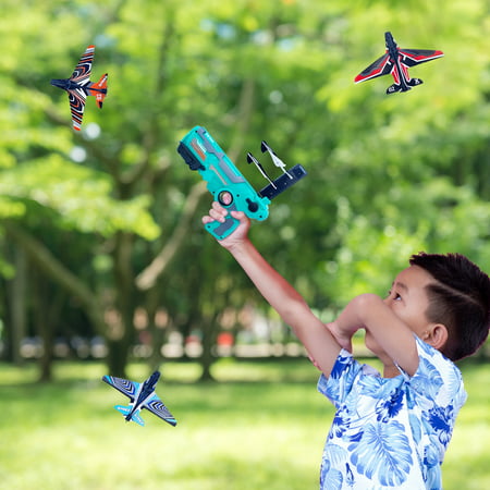 Airplane Toy Plane Ejection Glider Launcher For Kids Outdoors - BlueBlue,