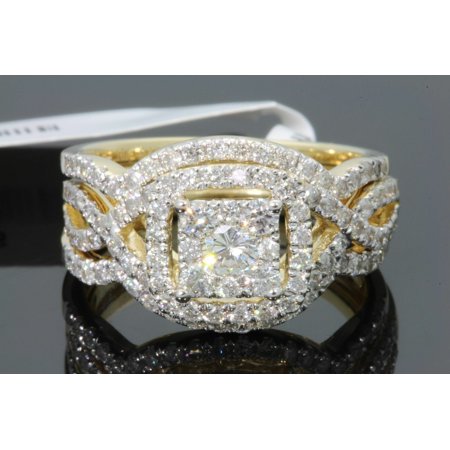 10K YELLOW GOLD 1.50 CARAT WOMENS REAL DIAMOND ENGAGEMENT RING WEDDING BANDS SET