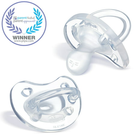 Chicco PhysioForma Silicone One-Piece Orthodontic Pacifier 6-16m Clear 2pk, Clear, One Size