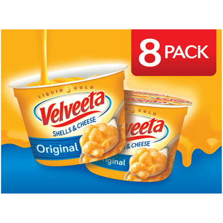 Velveeta Shells and Cheese Original Macaroni and Cheese Cups Easy Microwaveable Dinner, 8 ct Pack, 2.39 oz Cups, NA, NA