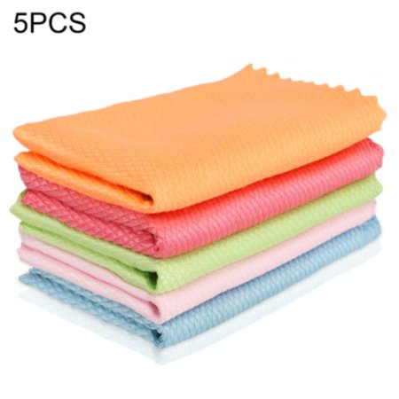 5/10/15Pcs Ultra Fine Microfiber Clothes Glass Window Mirror Cleaning Wiping Rag Leaves No Water Stain For Household Car, Random Color, 5pcs