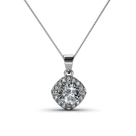 Cate & Chloe Celeste 18k White Gold Necklace w/Swarovski Crystals, Best Unique Silver Necklace for Women, Special-Occasion Jewelry, Crystal Necklace with Swarovski Crystals for LadiesWhite Gold,