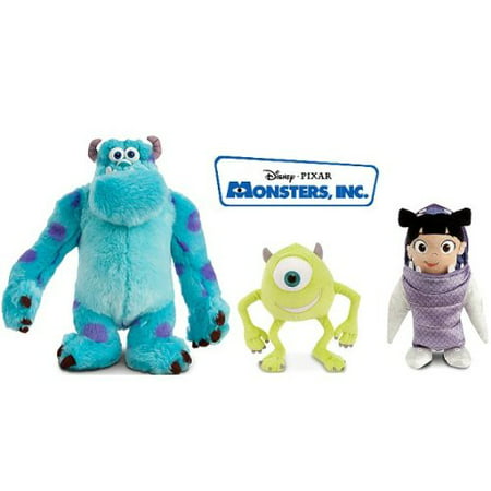 Disney Monsters Inc University New Style Plush 3 Doll Set Featuring Sully James P. "Sulley" Sullivan, Mike Wazowski and Boo Stuffed Animal Toys
