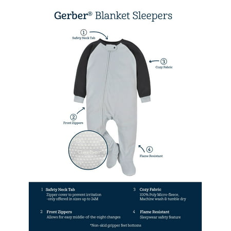 Gerber Baby & Toddler Boys Microfleece Blanket Sleeper Pajamas, 2-Pack (0/3 Months-5T), Red Plaid, 24 Months