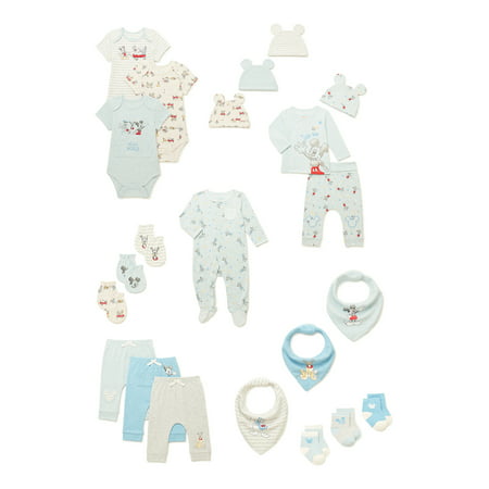 Disney Baby Wishes + Dreams Baby Boy Mickey Mouse Baby Shower Gift Set, 20-Piece, Newborn-3/6 Months, Blue, Newborn