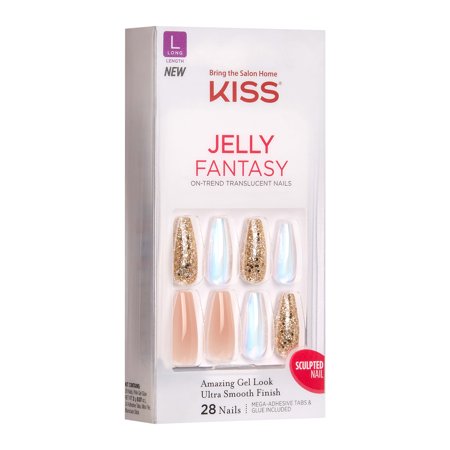 KISS Jelly Fantasy On-Trend Translucent Nails, Jelly Rolls, Long, Coffin