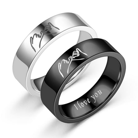 6MM Men's Titanium Black Ring I Love You Promise Matching Couples Jewelry Romantic Gifts for Husband Boyfriend (Men, size 6)Men,