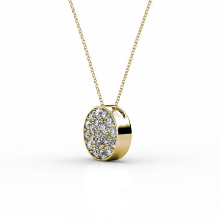 Cate & Chloe Nelly 18k White Gold Plated Pave Stone Necklace with Crystals, Beautiful Round Cut Diamond Cluster Necklace (Yellow Gold)Yellow Gold,