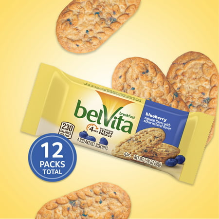 belVita Blueberry Breakfast Biscuits, 12 Packs (4 Biscuits Per Pack)