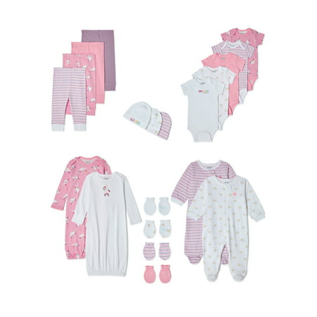 Garanimals Newborn Baby Girl Shower Gift Set, 20-Piece, Preemie-6/9 Months, Pink & Purple Multi, 0-3 Months