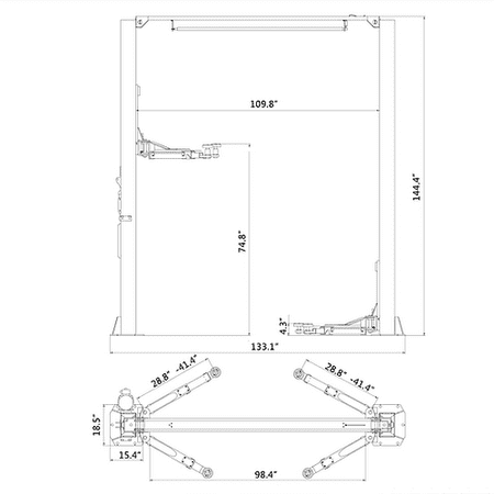 Aston Technologies? 2-Post Car Lift Overhead Symmetric Single Point Lock Release AL-100RH