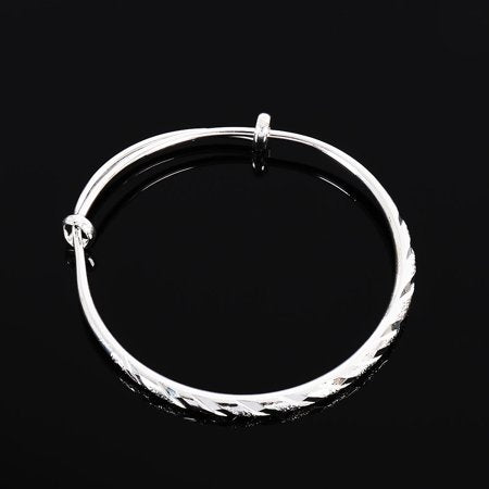 Willstar Adjustable Bangle Plating 925 Silver Bracelet Ladies Jewellery GiftSilver,