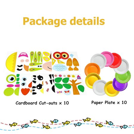 SAYLITA 10Pcs Toddler Crafts Paper Plate Art Kit Arts and Crafts for Kids Boys Girls Preschool Easy Animal Plate Craft DIY Projects Supply Kit Creative Home Activity Craft Party Groups Gift