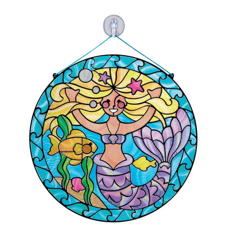 Melissa & Doug Stained Glass Made Easy Activity Kit: Mermaids - 140+ Stickers