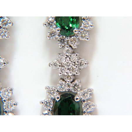5.32CT NATURAL VIVID GREEN TSAVORITE DIAMOND EARRINGS 14KT HALO DANGLE